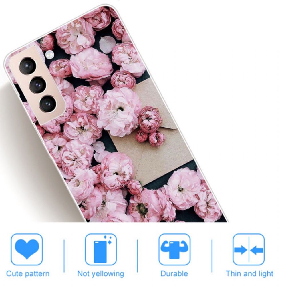 Hoesje voor Samsung Galaxy S22 Plus 5G Roze Bloemen