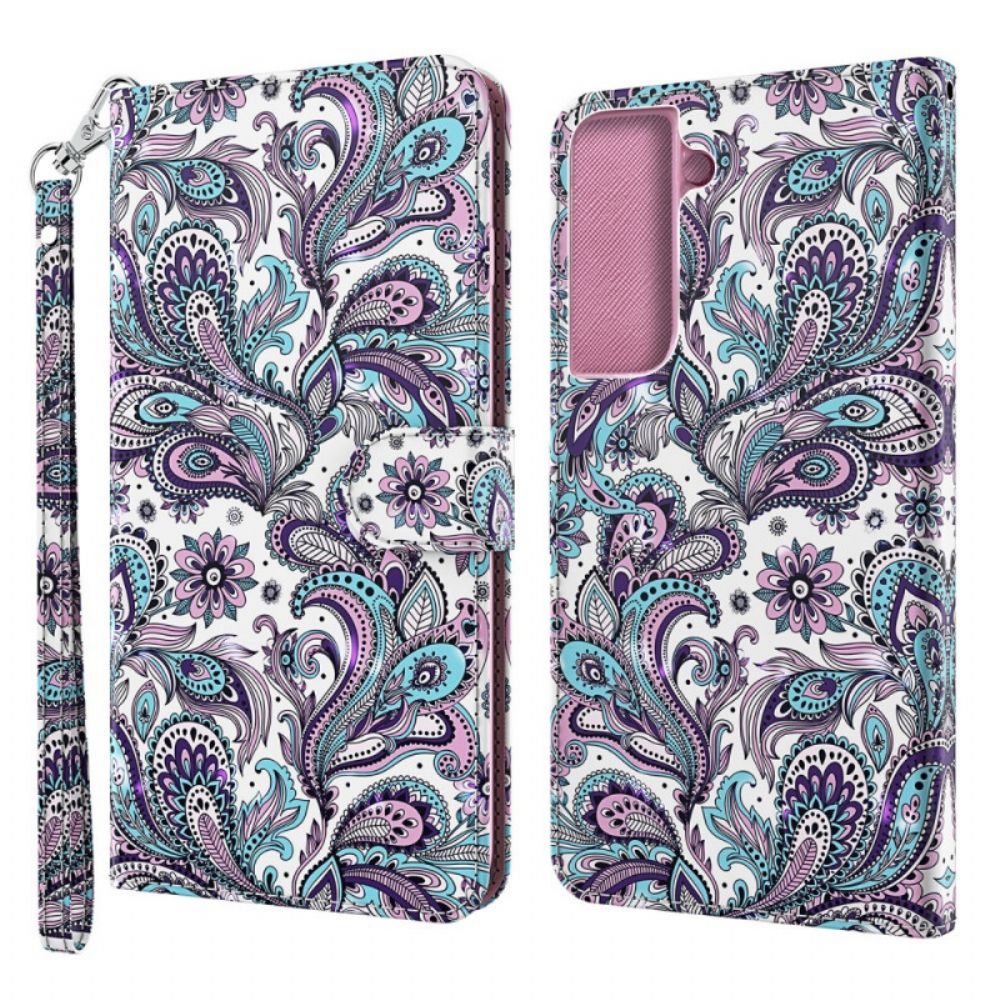 Leren Hoesje voor Samsung Galaxy S22 Plus 5G Bloemen Patronen