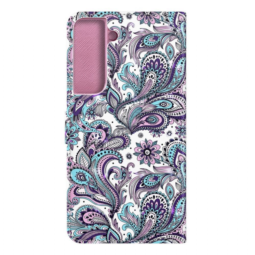 Leren Hoesje voor Samsung Galaxy S22 Plus 5G Bloemen Patronen