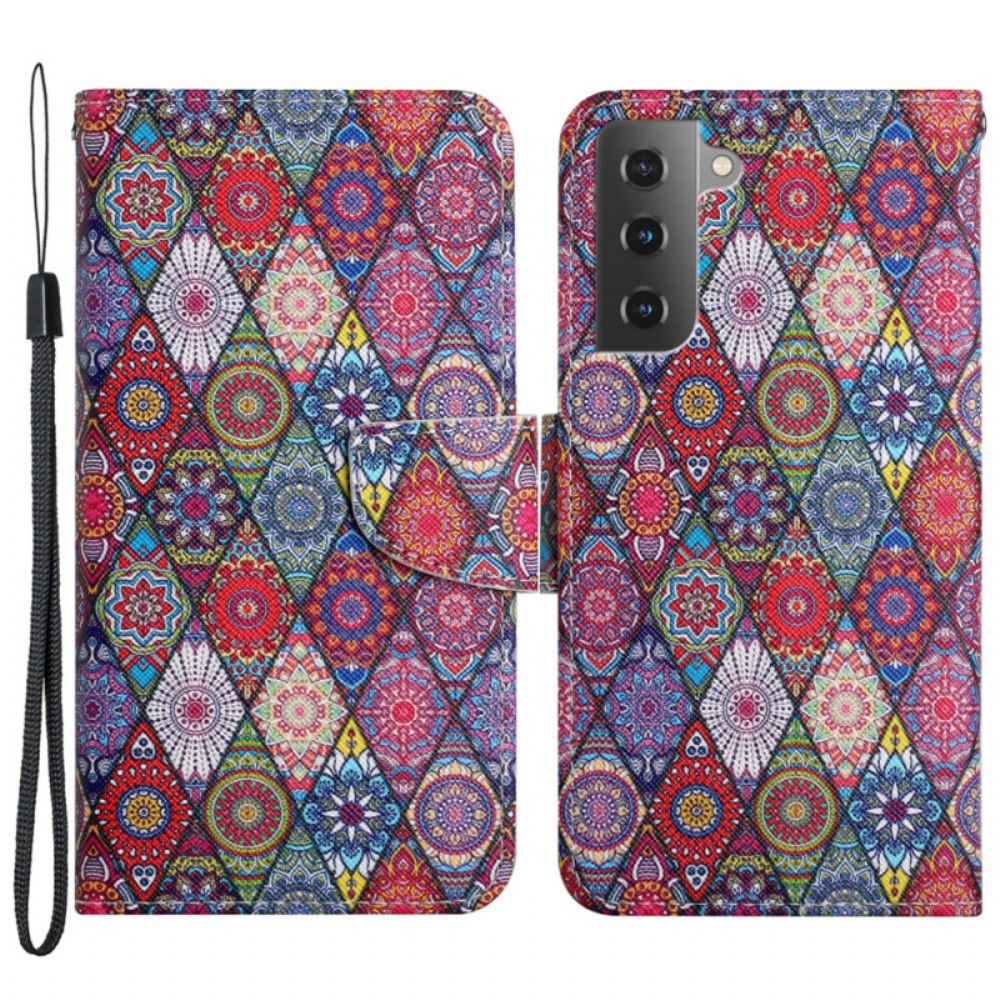 Leren Hoesje voor Samsung Galaxy S22 Plus 5G Kleurrijk Tapijtpatroon