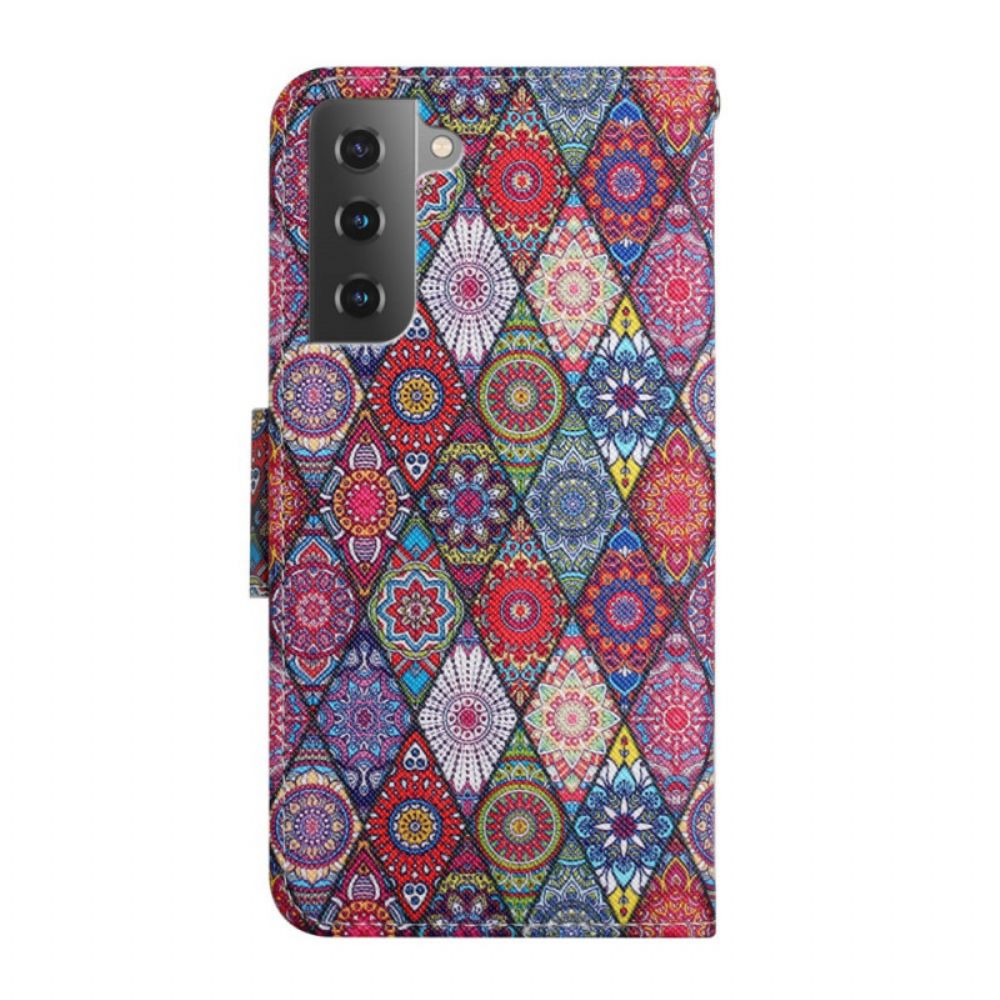 Leren Hoesje voor Samsung Galaxy S22 Plus 5G Kleurrijk Tapijtpatroon