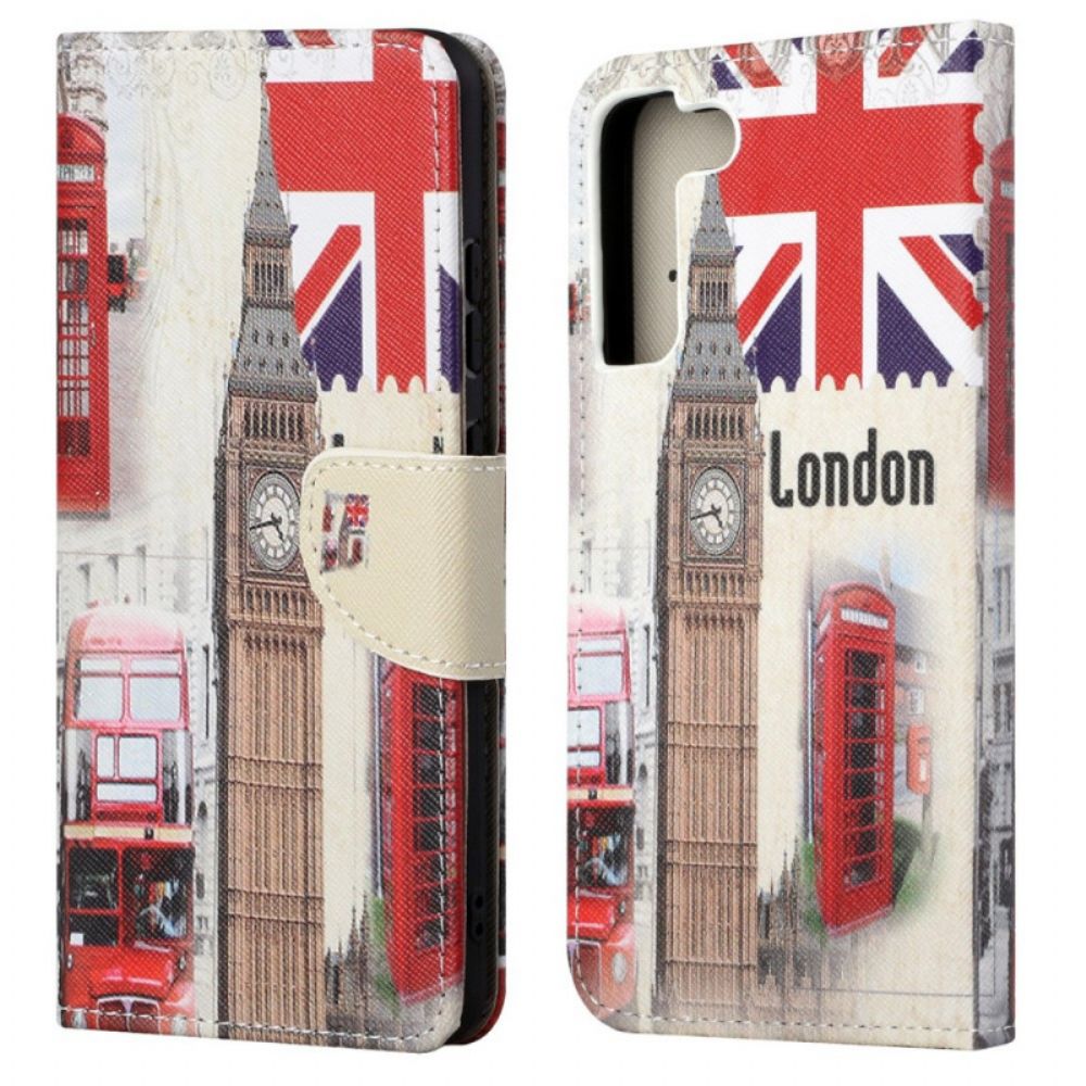 Leren Hoesje voor Samsung Galaxy S22 Plus 5G Londen Leven