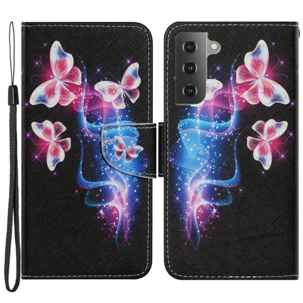 Leren Hoesje voor Samsung Galaxy S22 Plus 5G Magische Vlinders