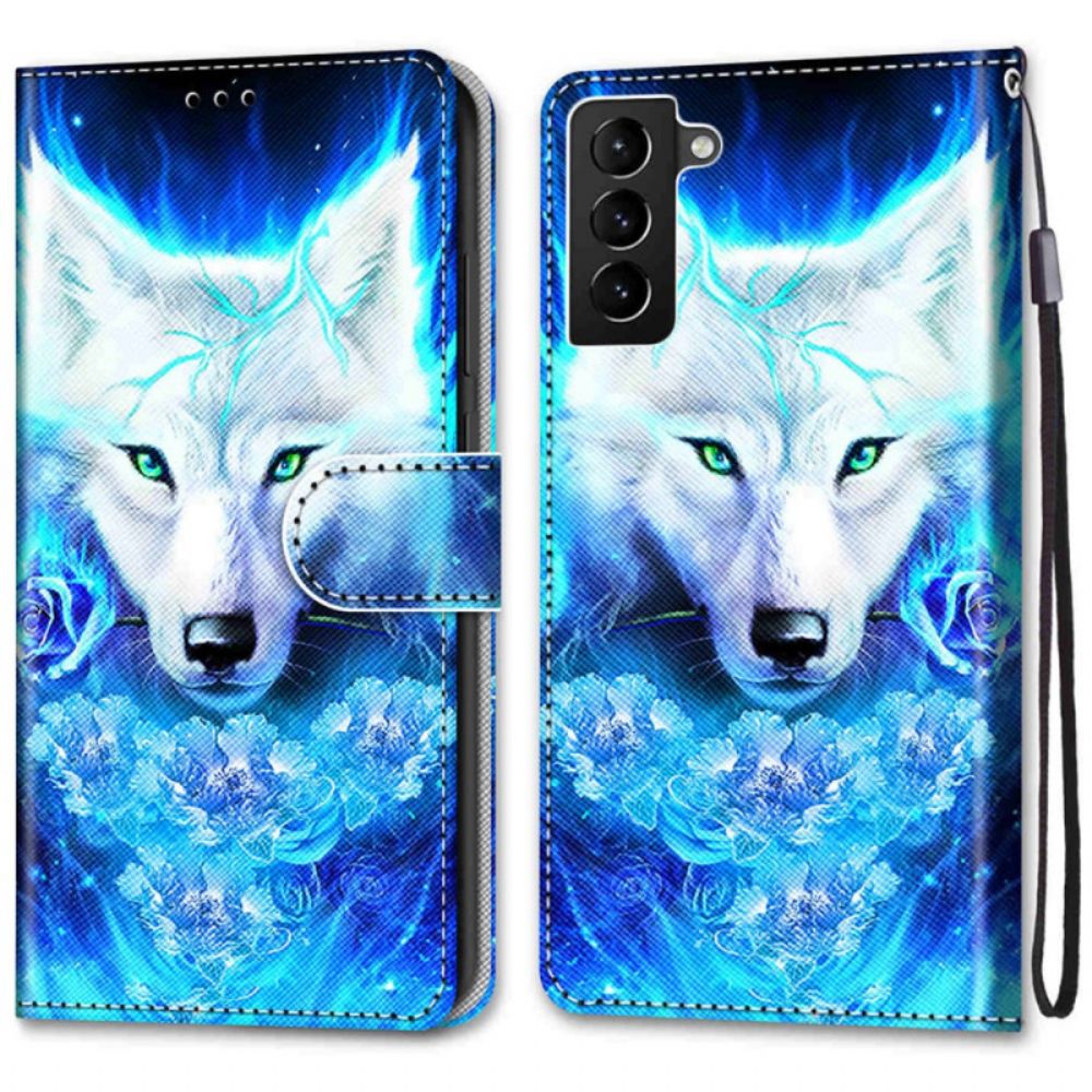 Leren Hoesje voor Samsung Galaxy S22 Plus 5G Magische Wolf