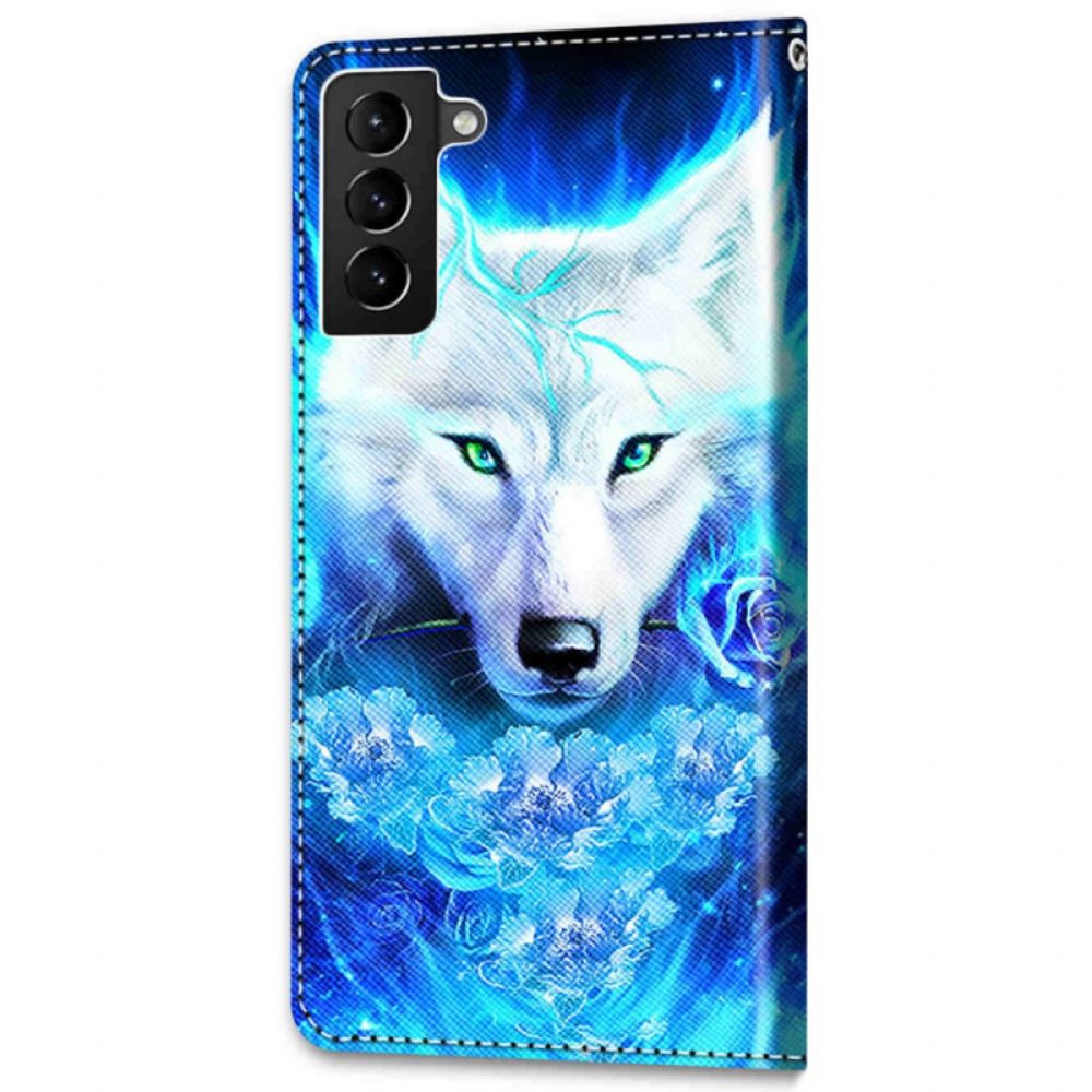 Leren Hoesje voor Samsung Galaxy S22 Plus 5G Magische Wolf