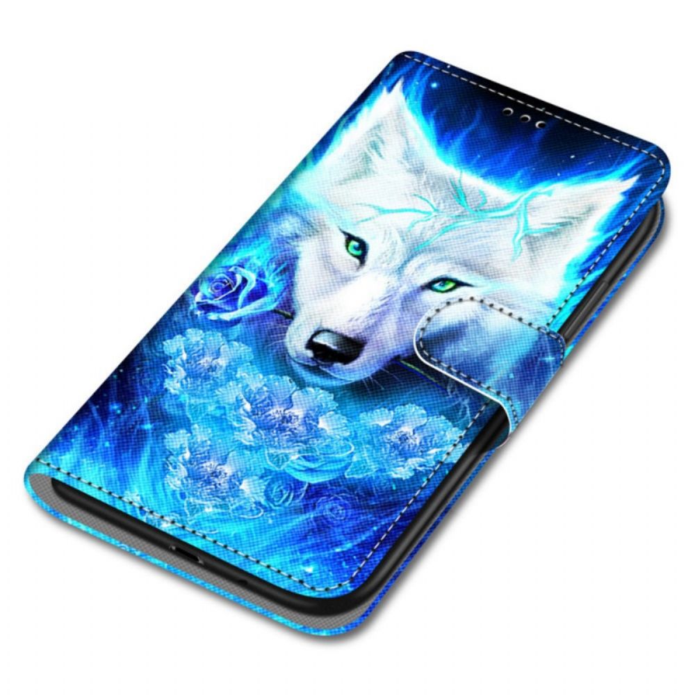 Leren Hoesje voor Samsung Galaxy S22 Plus 5G Magische Wolf