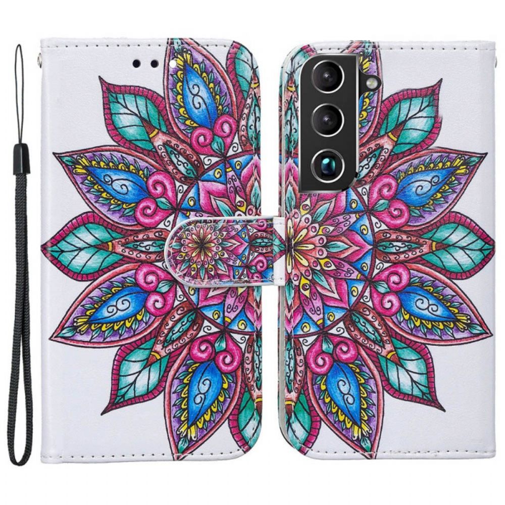 Leren Hoesje voor Samsung Galaxy S22 Plus 5G Mandala Getekend