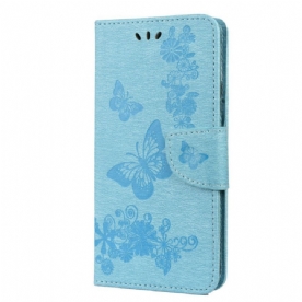 Leren Hoesje voor Samsung Galaxy S22 Plus 5G Met Ketting Prachtige Vlinders Met Riem