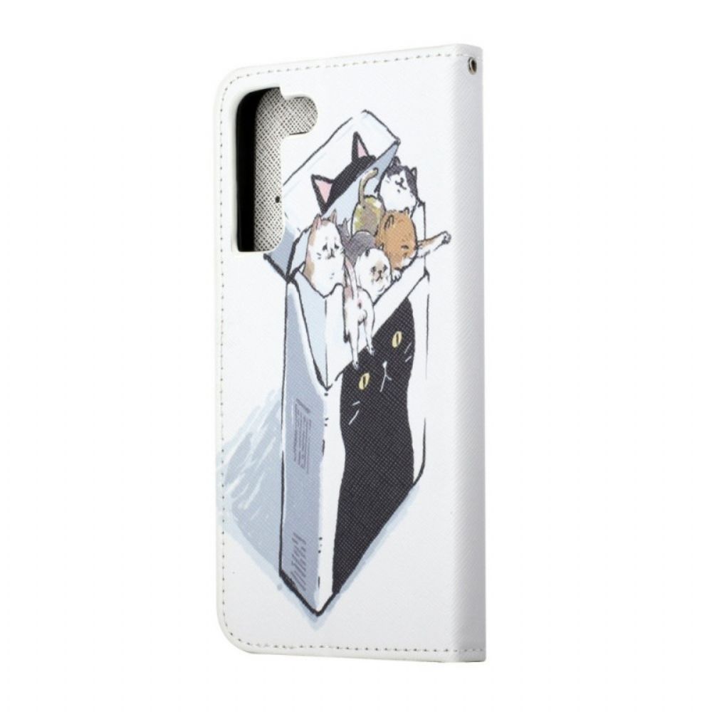 Leren Hoesje voor Samsung Galaxy S22 Plus 5G Met Ketting Thong Kat Levering