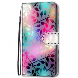 Leren Hoesje voor Samsung Galaxy S22 Plus 5G Neonbladeren