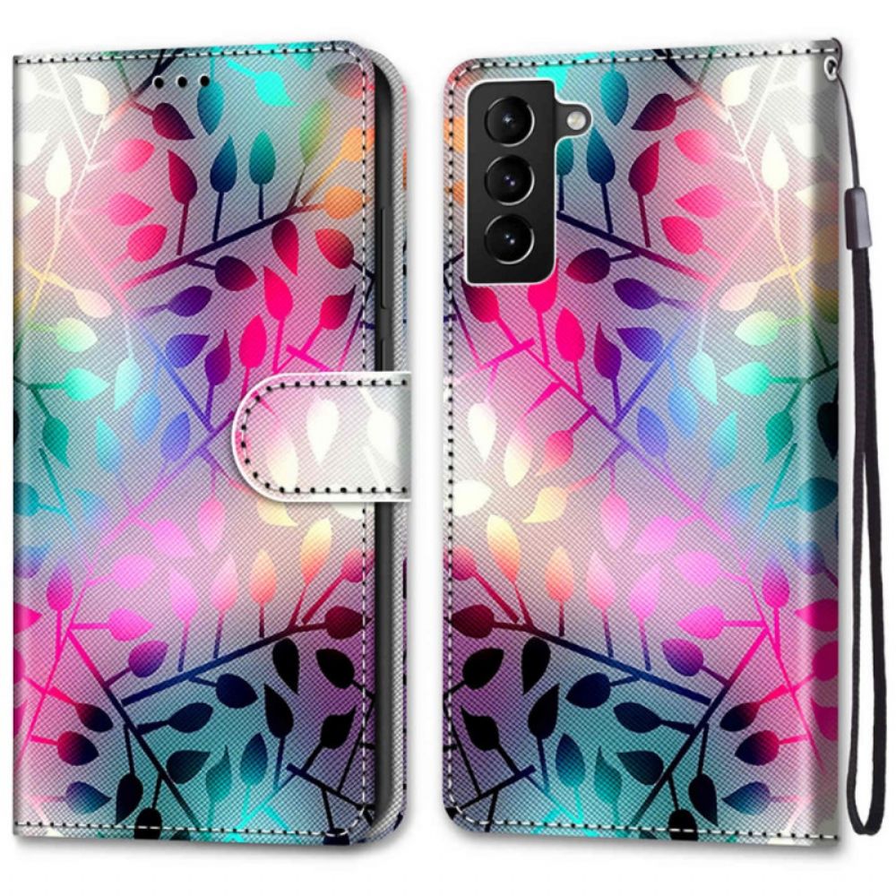 Leren Hoesje voor Samsung Galaxy S22 Plus 5G Neonbladeren