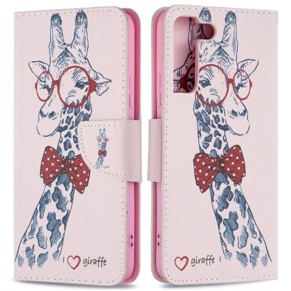 Leren Hoesje voor Samsung Galaxy S22 Plus 5G Nerdy Giraf