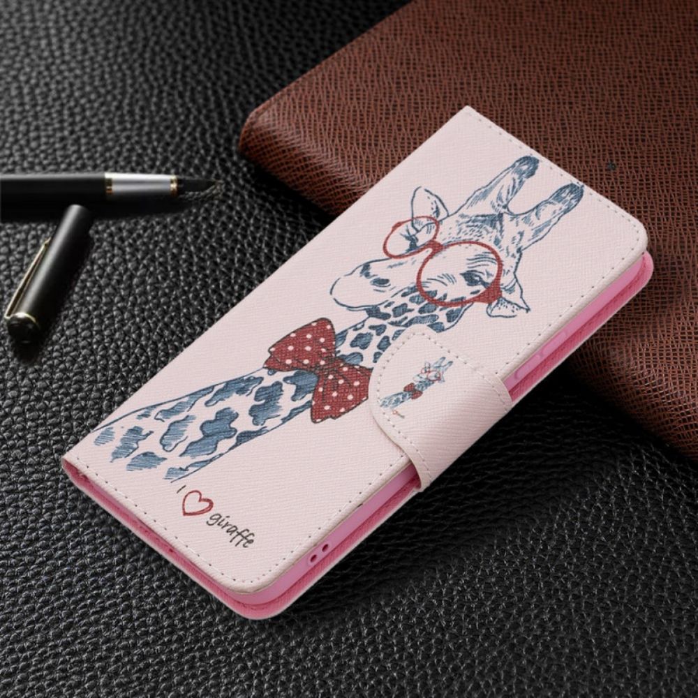 Leren Hoesje voor Samsung Galaxy S22 Plus 5G Nerdy Giraf