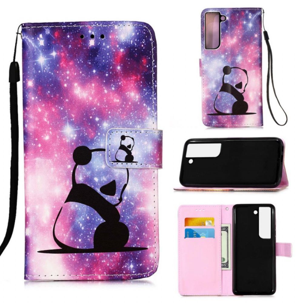 Leren Hoesje voor Samsung Galaxy S22 Plus 5G Panda Galaxy