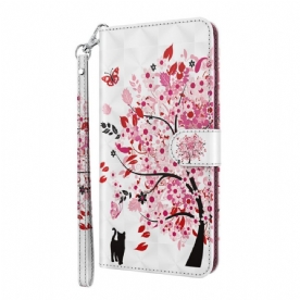 Leren Hoesje voor Samsung Galaxy S22 Plus 5G Roze Boom