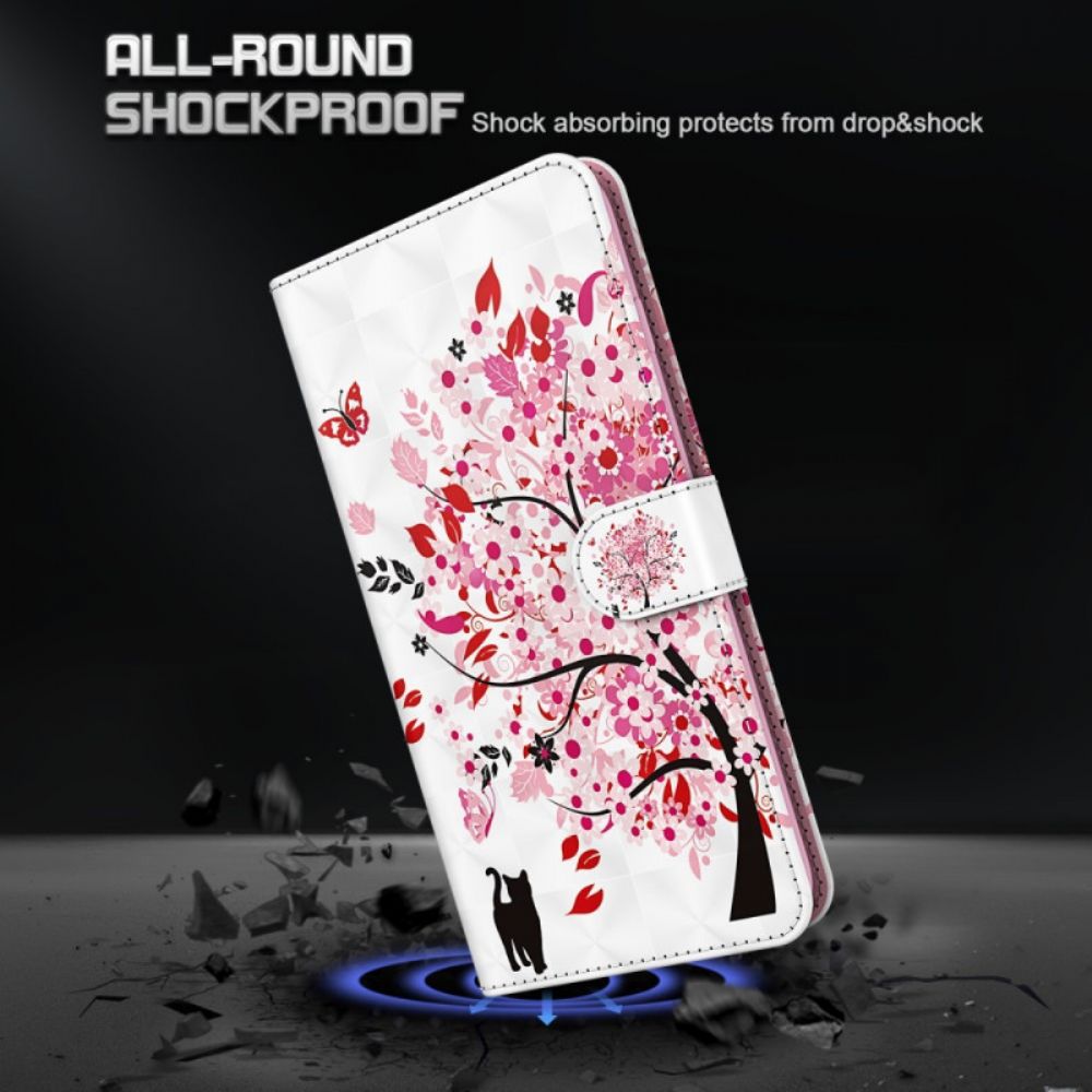 Leren Hoesje voor Samsung Galaxy S22 Plus 5G Roze Boom