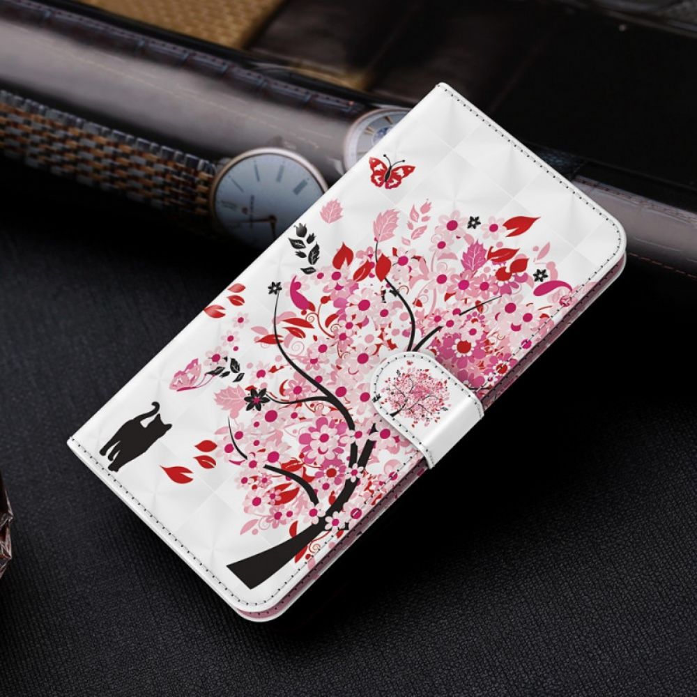 Leren Hoesje voor Samsung Galaxy S22 Plus 5G Roze Boom