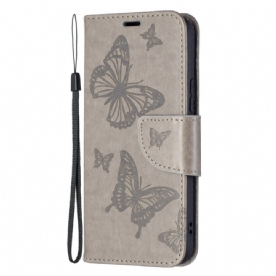 Leren Hoesje voor Samsung Galaxy S22 Plus 5G Vlinders Tijdens De Vlucht Met Lanyard