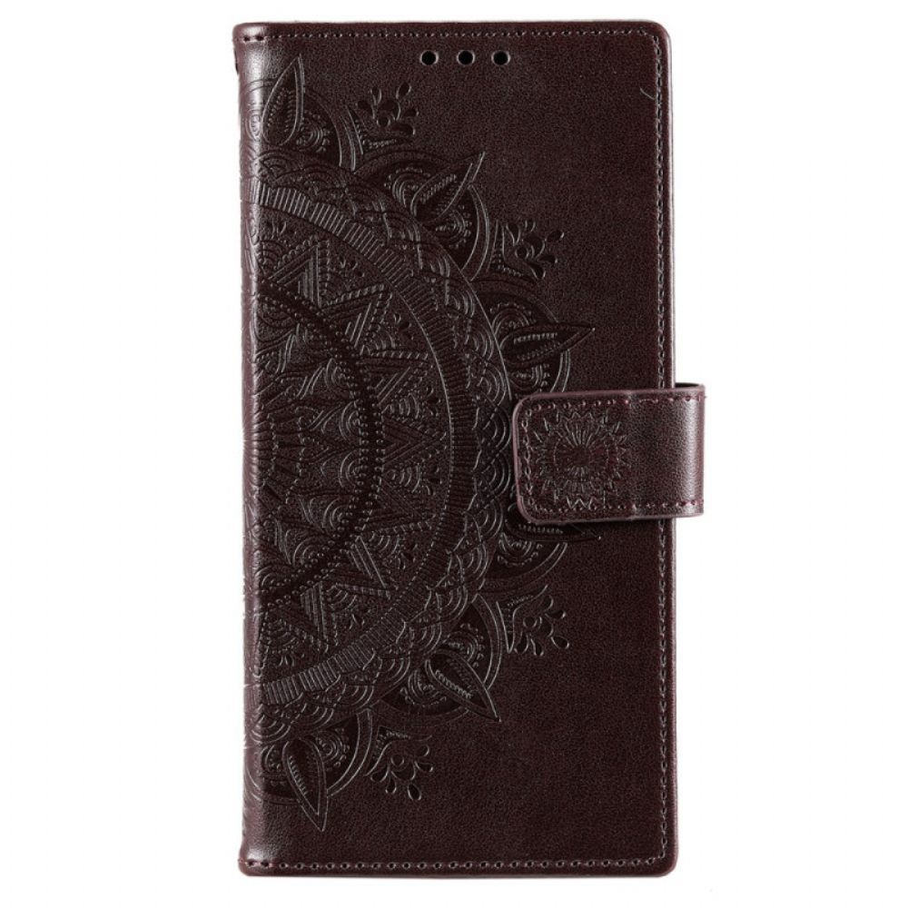 Leren Hoesje voor Samsung Galaxy S22 Plus 5G Zon Mandala