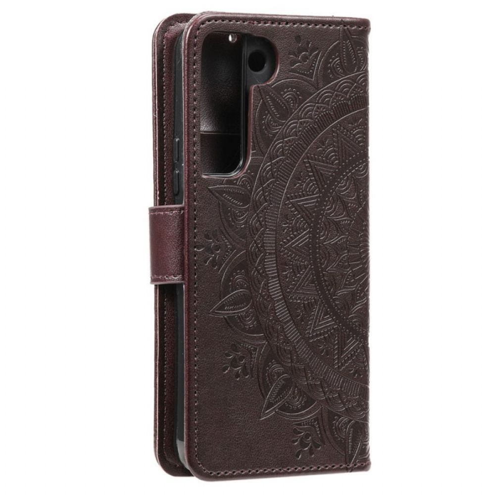 Leren Hoesje voor Samsung Galaxy S22 Plus 5G Zon Mandala