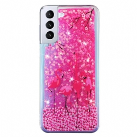 Telefoonhoesje voor Samsung Galaxy S22 Plus 5G Flamingo Pailletten