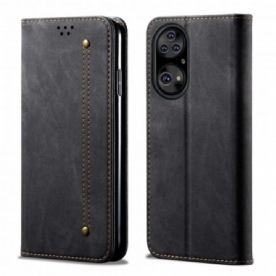 Bescherming Hoesje voor Huawei P50 Pro Folio-hoesje Imitatieleer Jeanstextuur