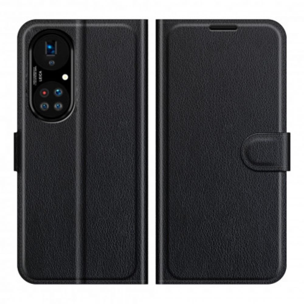 Folio-hoesje voor Huawei P50 Pro Klassieke Litchi-leerstijl