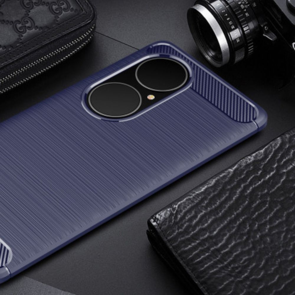 Hoesje voor Huawei P50 Pro Geborstelde Koolstofvezel