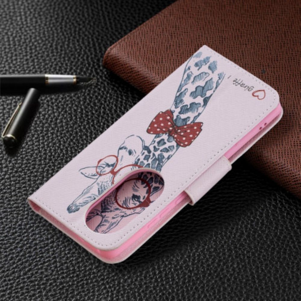 Leren Hoesje voor Huawei P50 Pro Nerdy Giraf