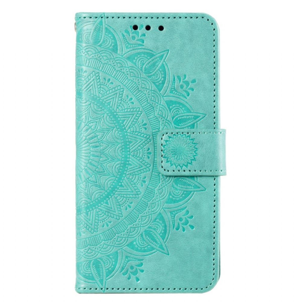 Flip Case Leren Poco C61 Mandala Zon Met Riem