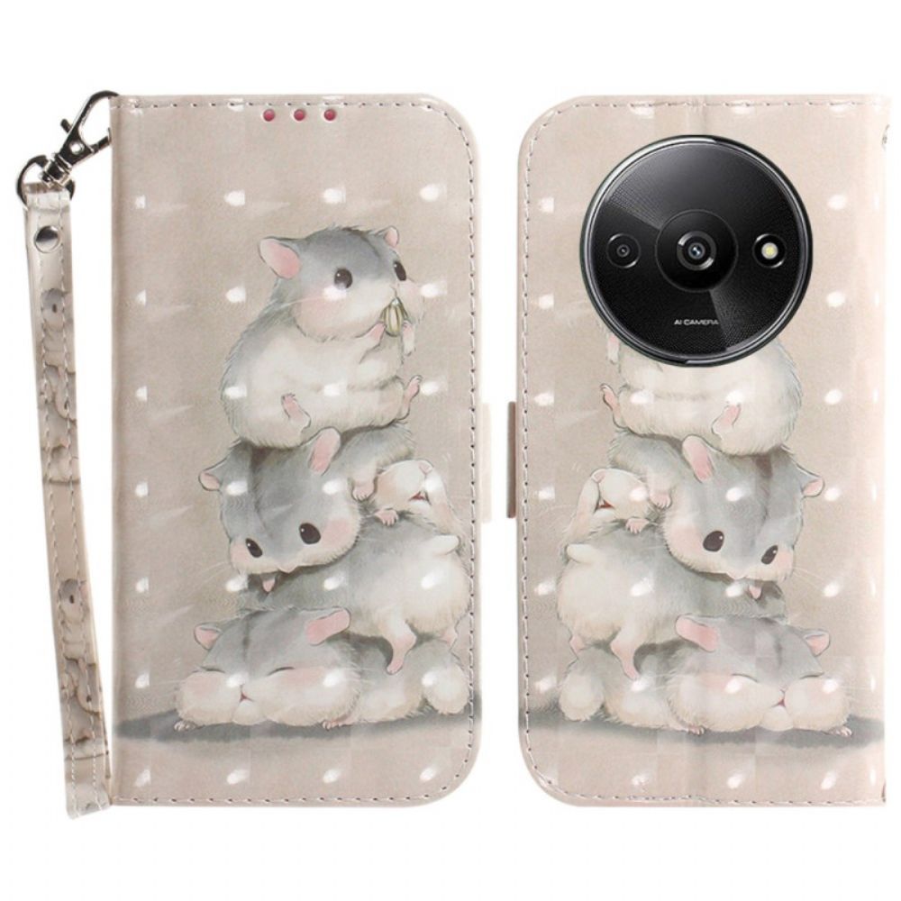 Folio-hoesje Poco C61 Hamsters Met Riem