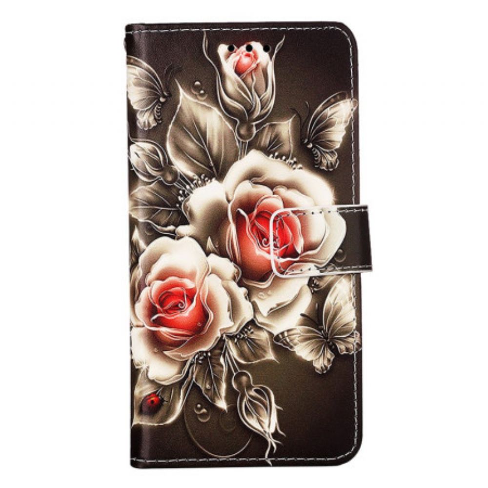 Folio-hoesje Poco C61 Telefoonhoesje Boeket Rozen Met Riem