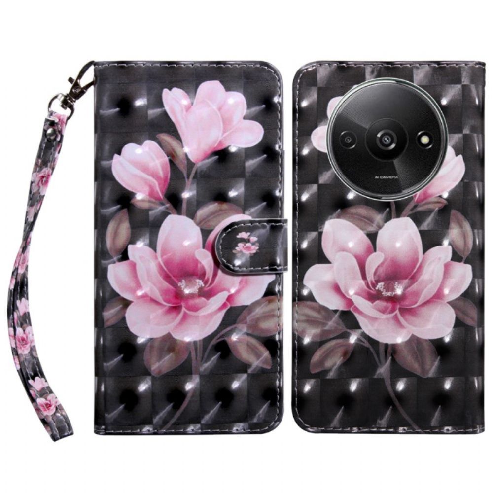 Folio-hoesje Poco C61 Telefoonhoesje Roze Bloemen Met Riem