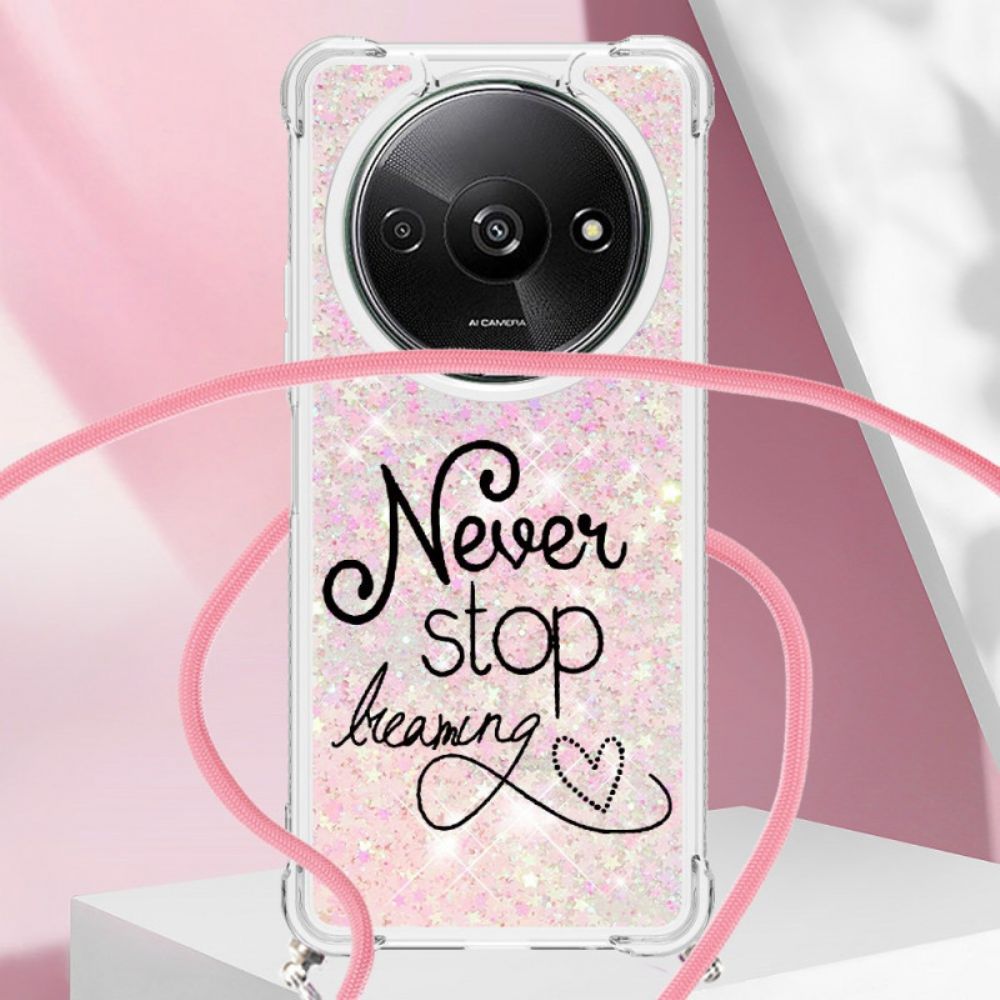 Hoesje Poco C61 Stop Nooit Met Dromen Glitter