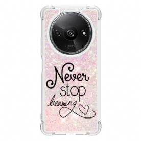 Hoesje Poco C61 Stop Nooit Met Dromen Glitter