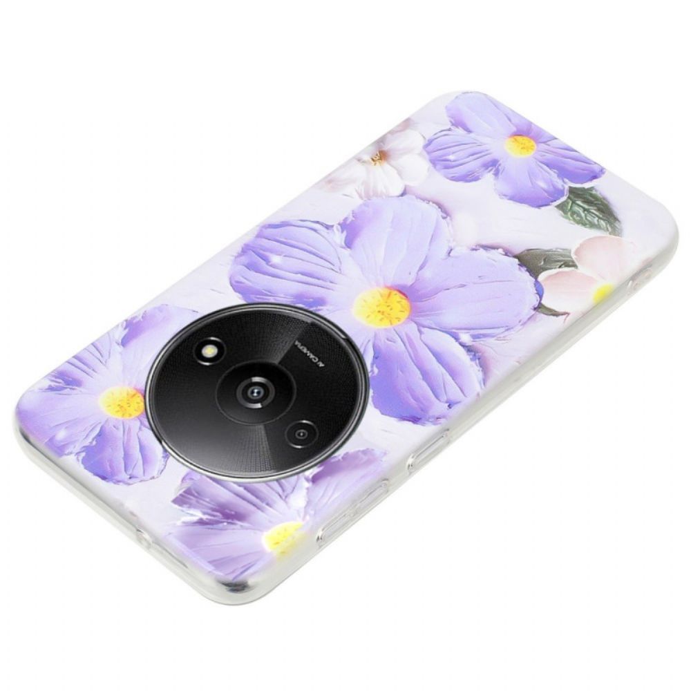 Hoesje Voor Poco C61 Paarse Bloemen