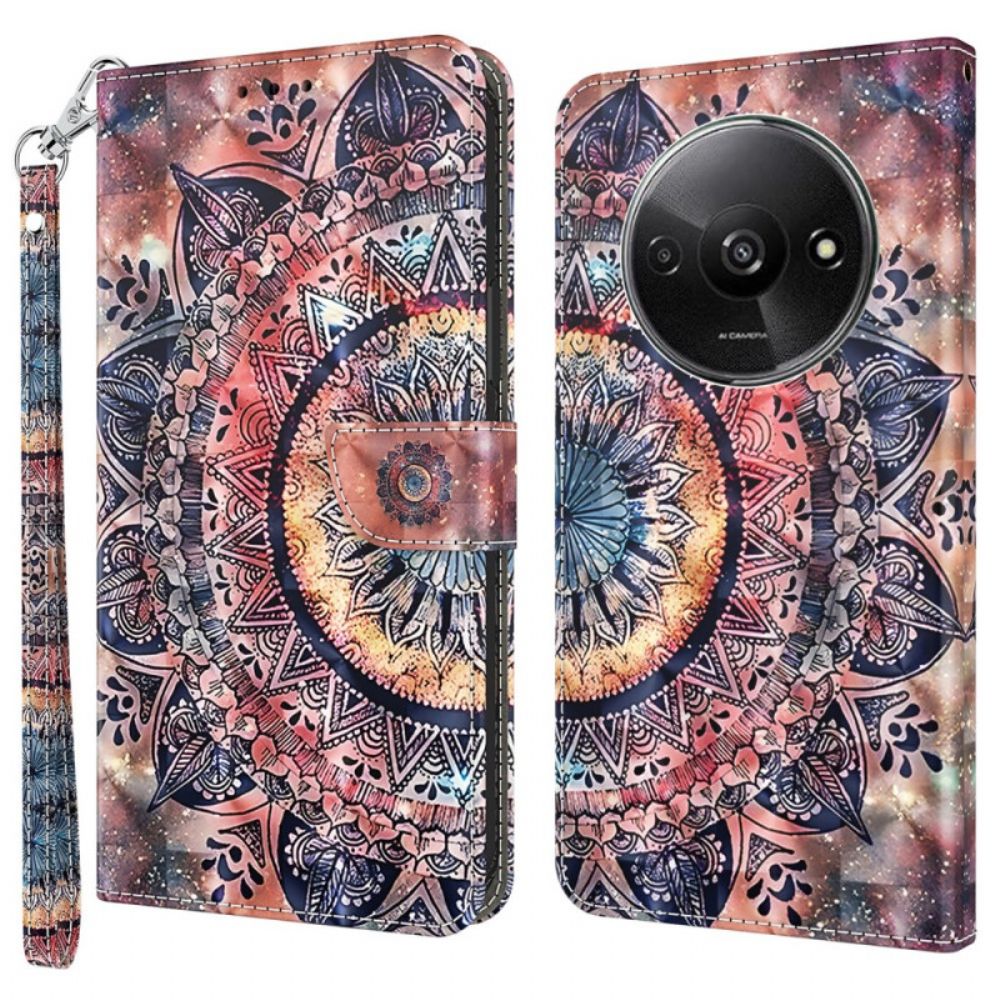 Leren Hoesje Poco C61 Kleurrijke Mandala Met Riempje Bescherming Hoesje