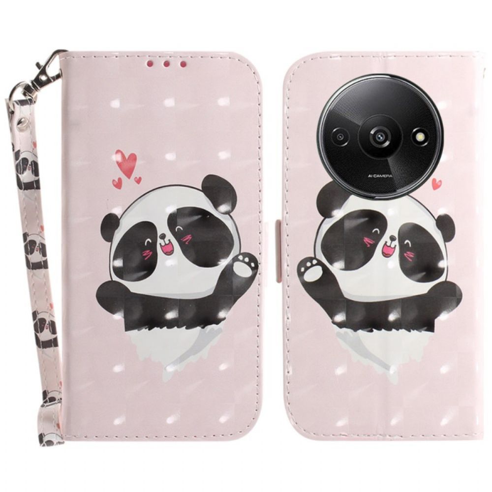 Leren Hoesje Poco C61 Panda Love Met Riempje