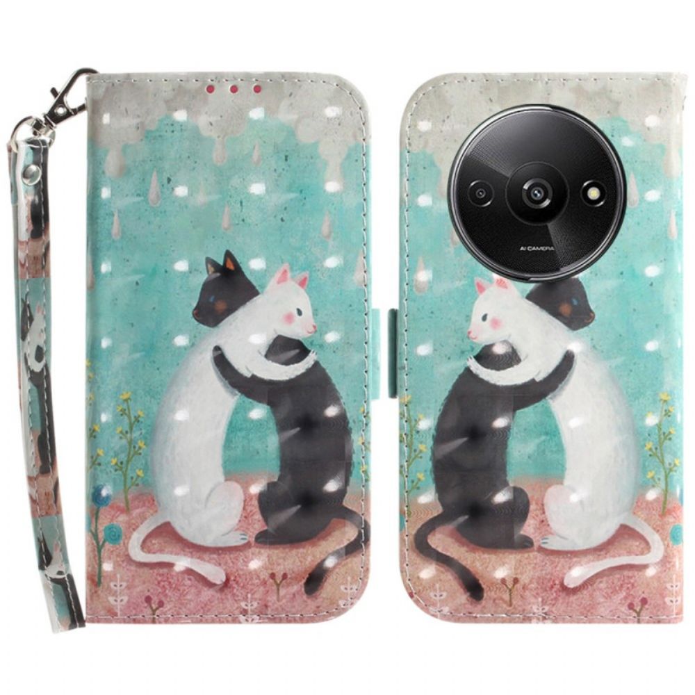 Leren Hoesje Poco C61 Twee Stringkatten Bescherming Hoesje