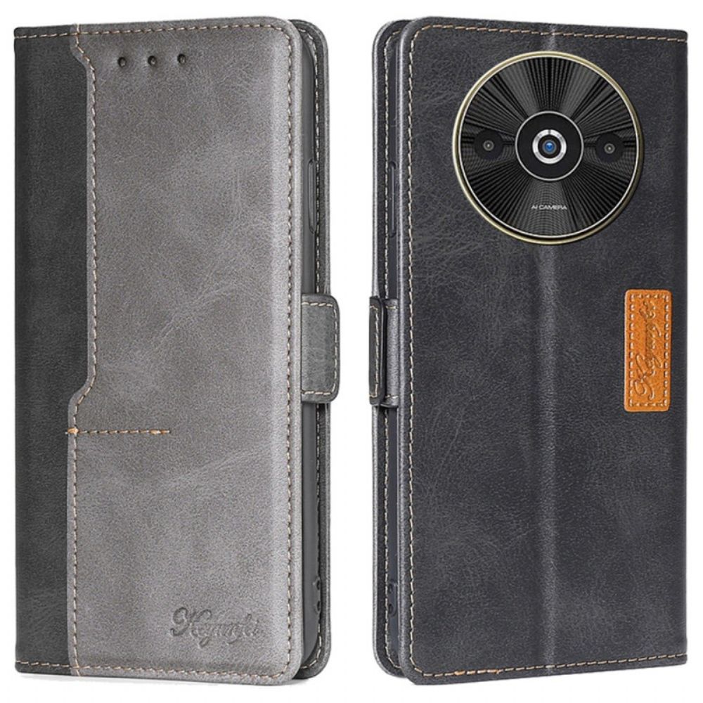 Leren Hoesje Poco C61 Tweekleurig Retro Bescherming Hoesje