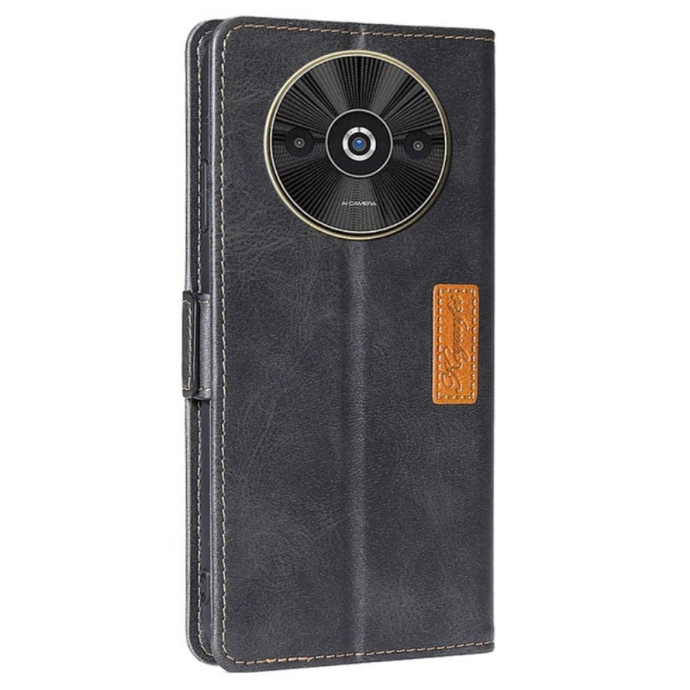 Leren Hoesje Poco C61 Tweekleurig Retro Bescherming Hoesje