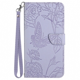 Leren Hoesje Poco C61 Vlinderprint Met Bandje