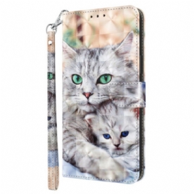 Leren Hoesje Voor Poco C61 Twee Stringkatten