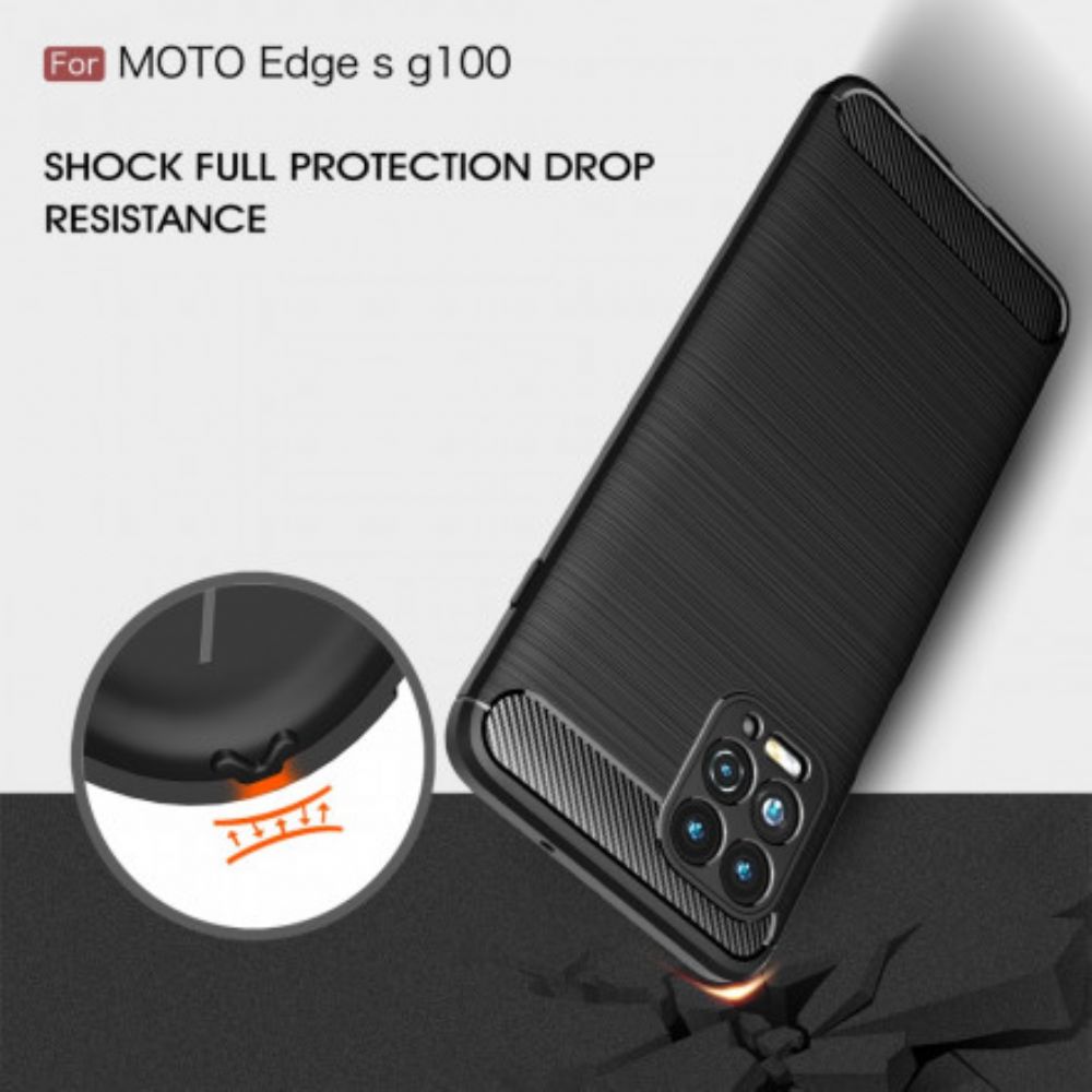 Telefoonhoesje voor Moto G100 Geborstelde Koolstofvezel