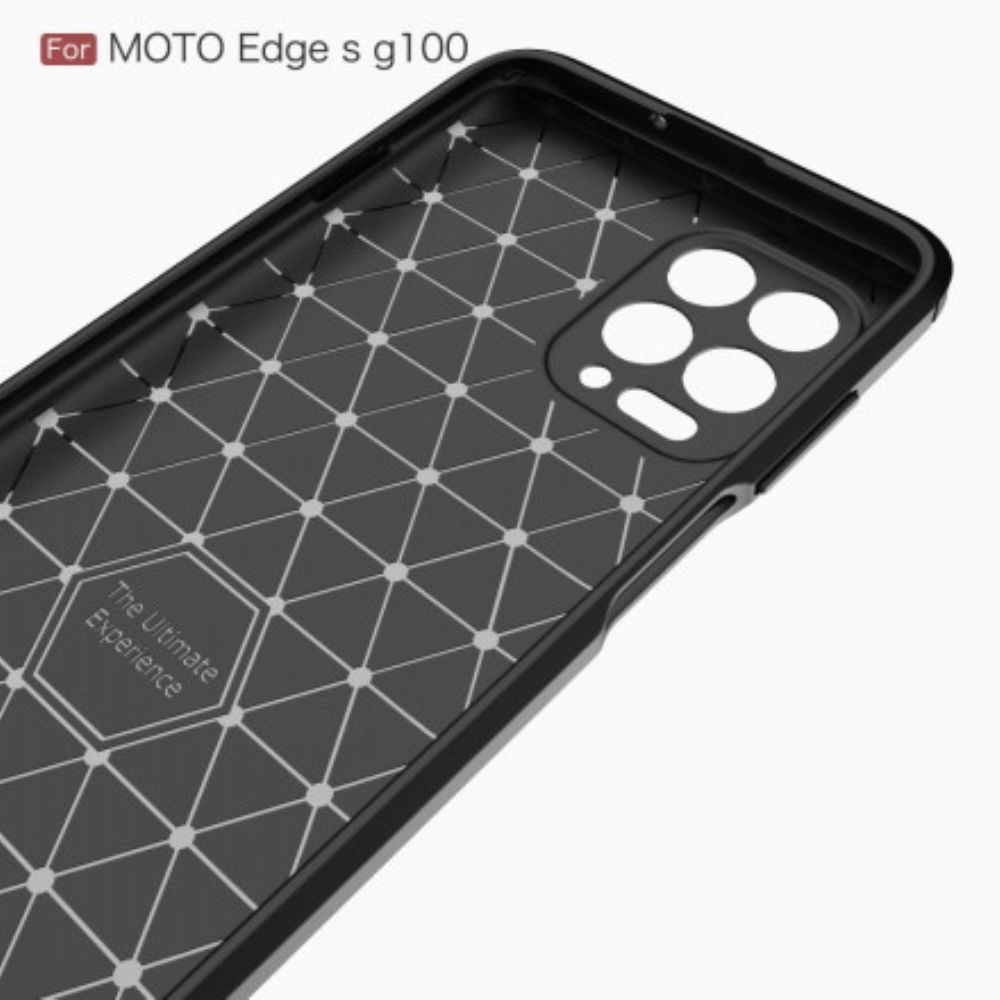 Telefoonhoesje voor Moto G100 Geborstelde Koolstofvezel