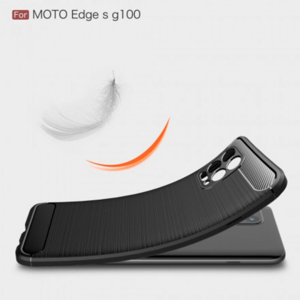 Telefoonhoesje voor Moto G100 Geborstelde Koolstofvezel