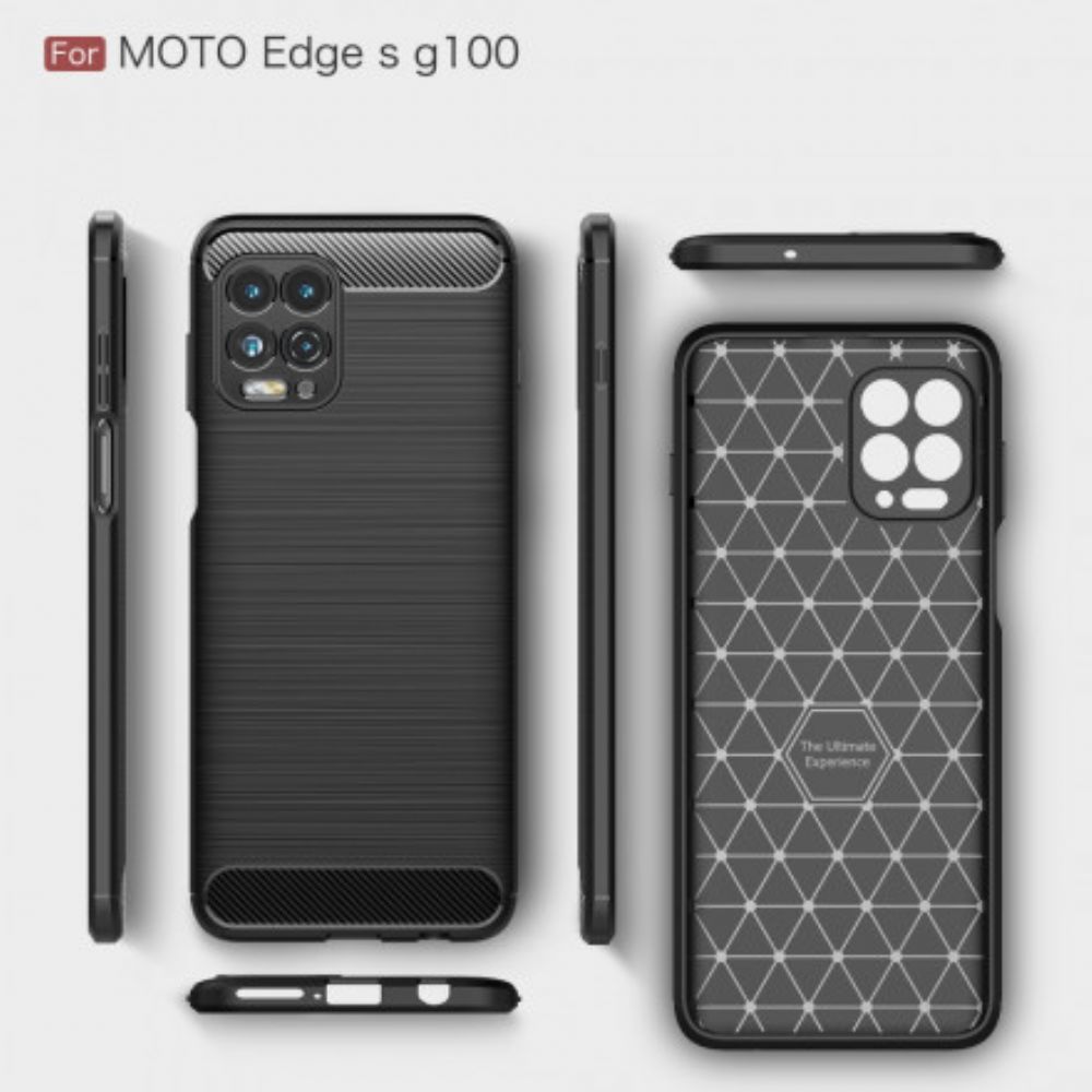 Telefoonhoesje voor Moto G100 Geborstelde Koolstofvezel