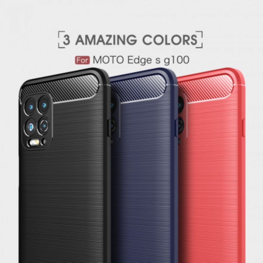 Telefoonhoesje voor Moto G100 Geborstelde Koolstofvezel