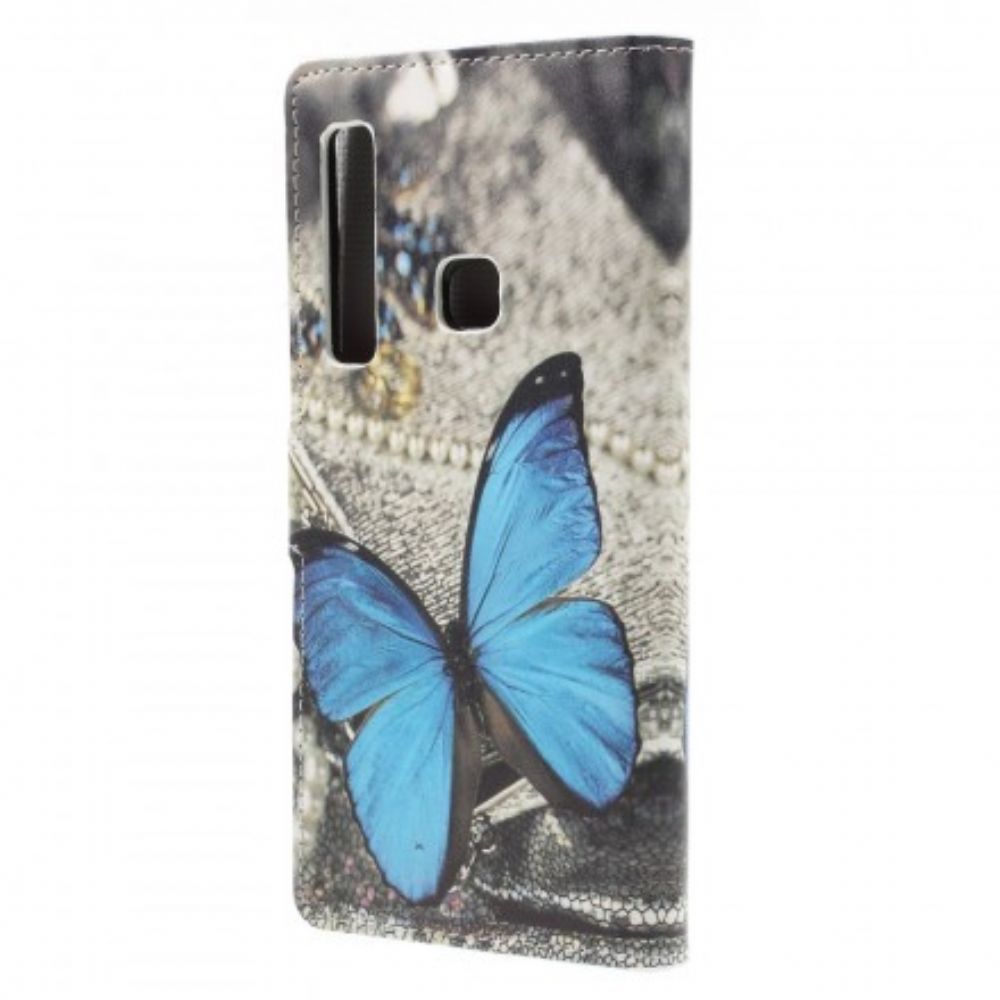 Flip Case voor Samsung Galaxy A9 Blauwe Vlinder