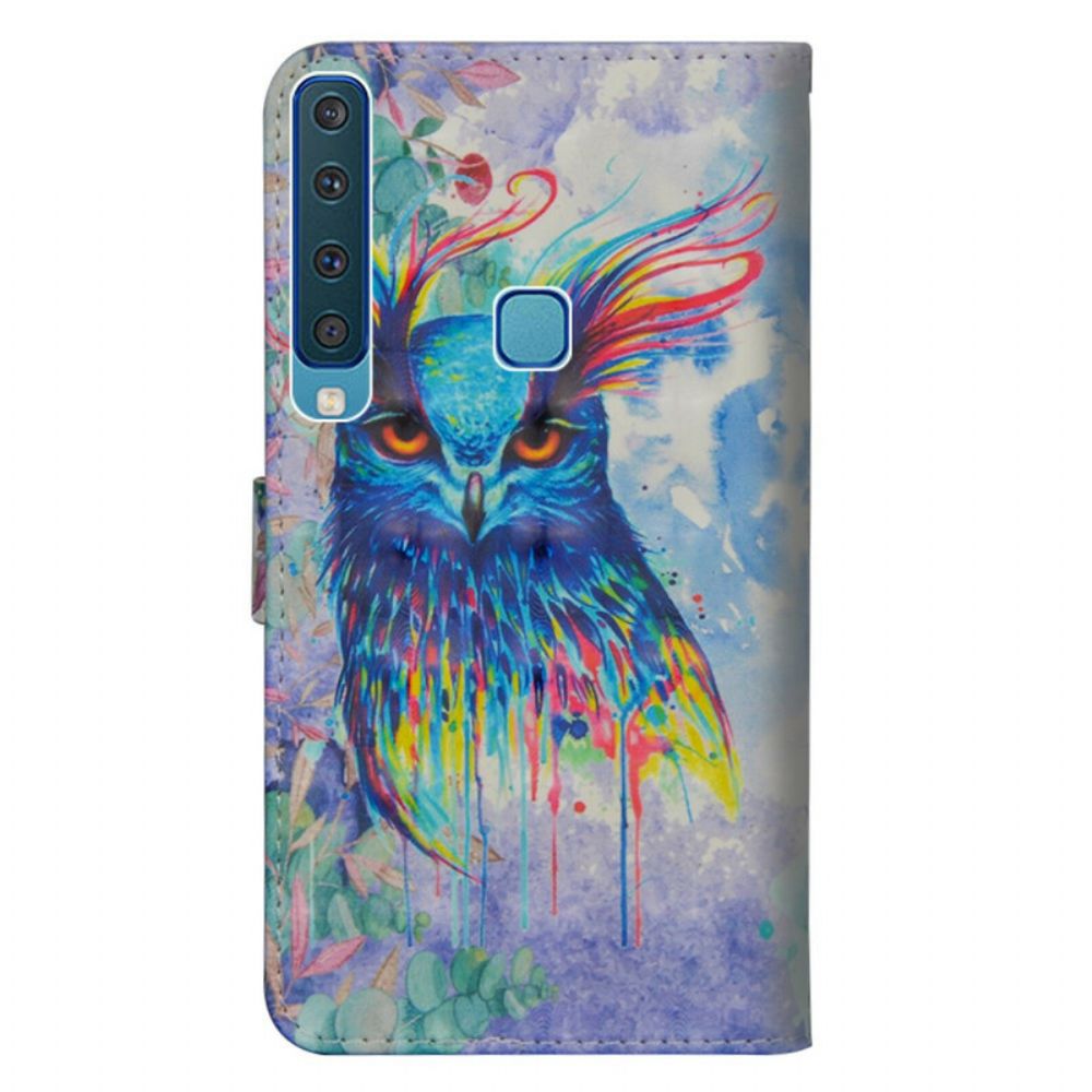 Leren Hoesje voor Samsung Galaxy A9 Aquarel Vogel